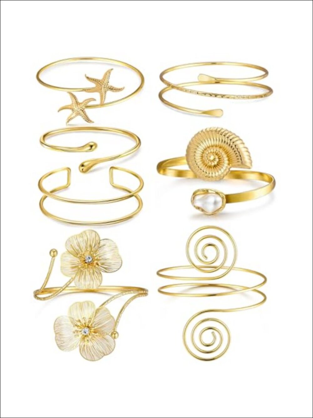 Adjustable Alloy Upper Arm Cuff Bracelet Set Boho Stackable Jewelry